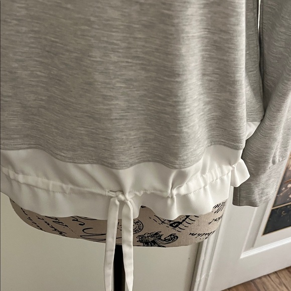 Club Monaco Light Gray Sweatshirt with White Drawstring Hem - Picture 8 of 11